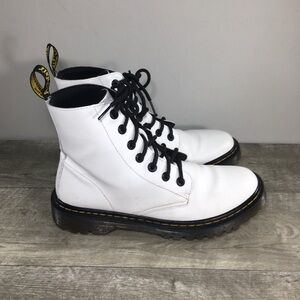 Dr Doc Docs Martens Luana White Leather Combat Womens Boots Size UK 8 US 10